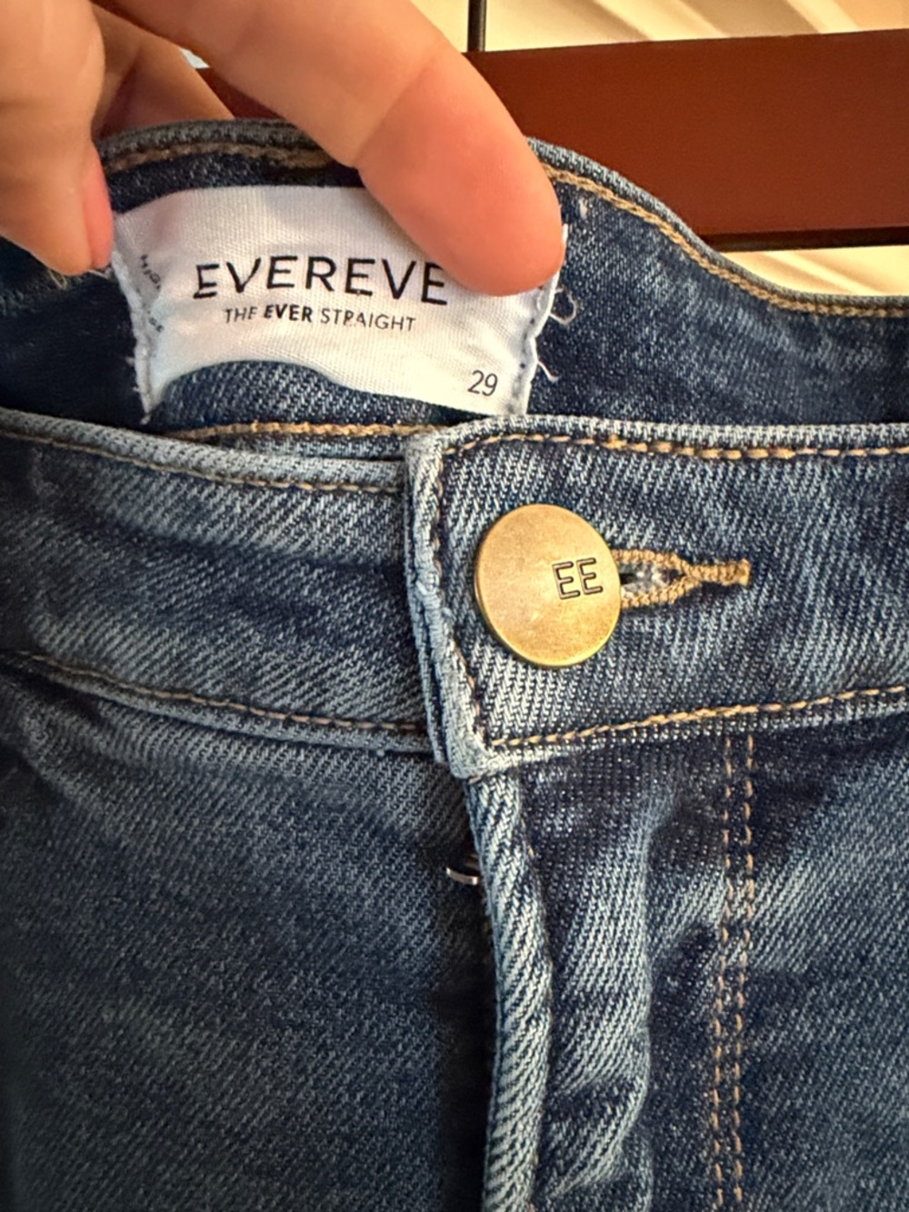Evereve Medium Blue Boyfriend Jeans with Rolled Cuffs - Picture 4 of 4